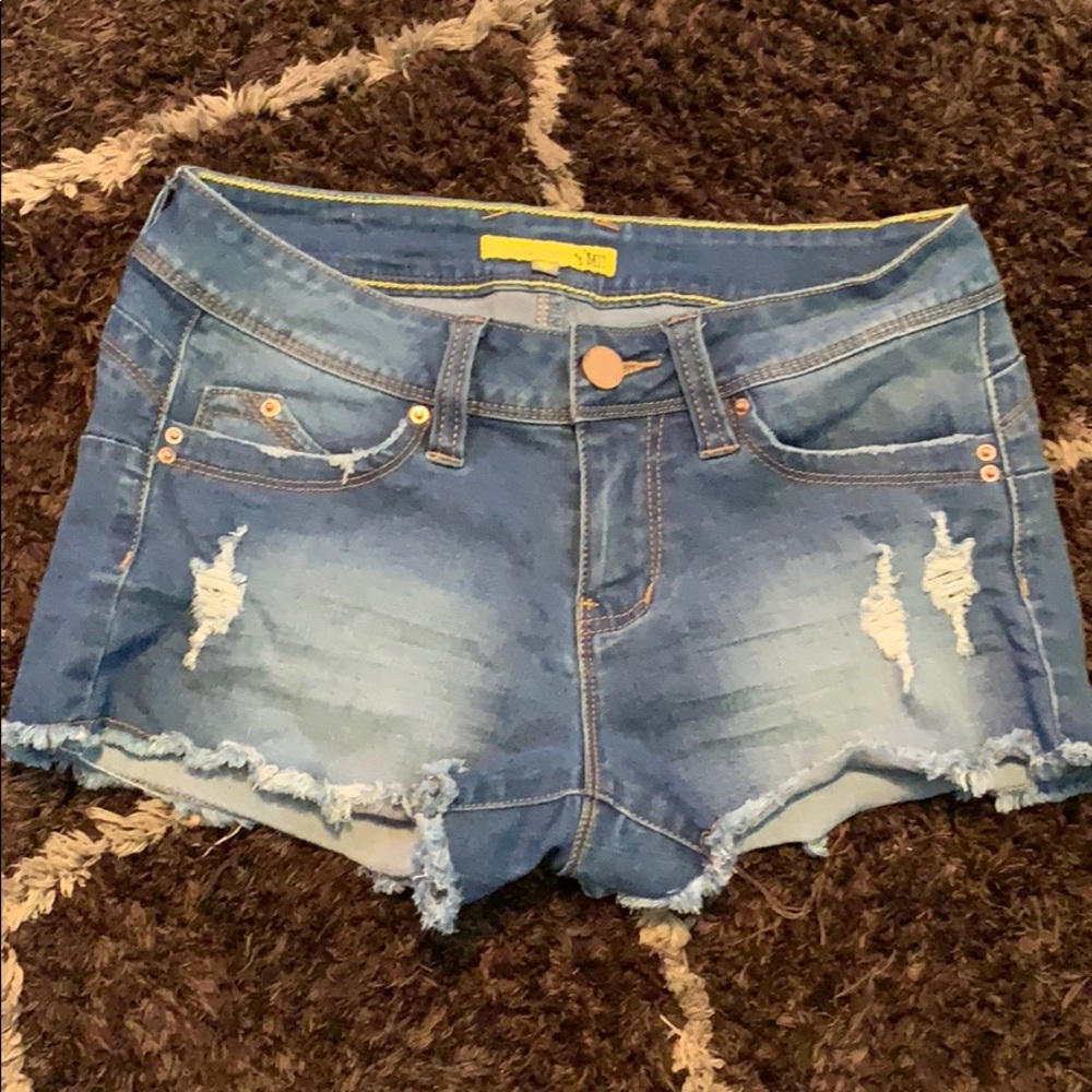 Navy Blue Distressed Shorts
